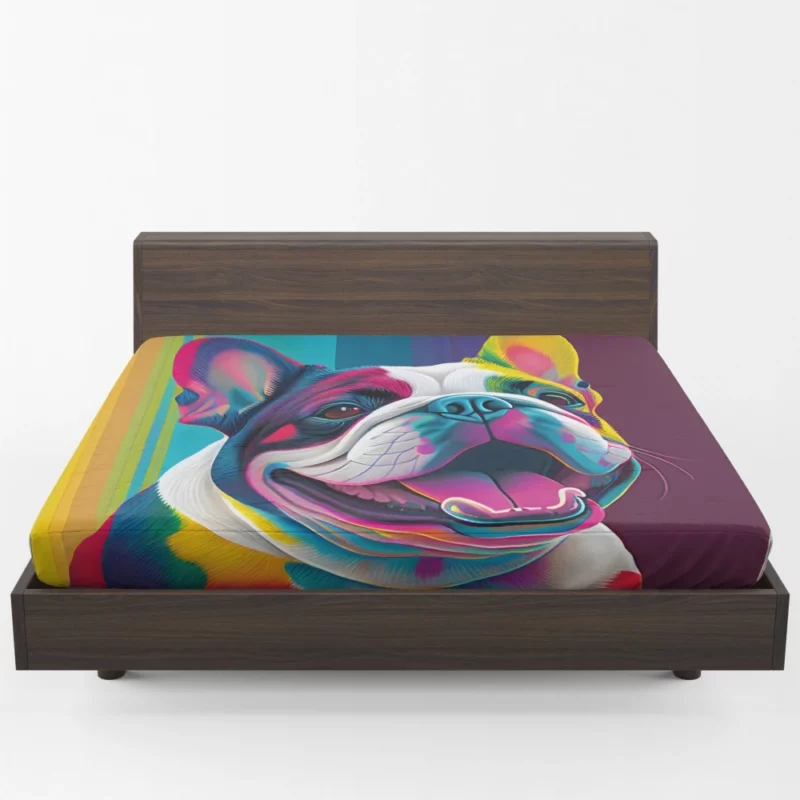 Colorful Dog Painting with Tongue Fitted Sheet 1