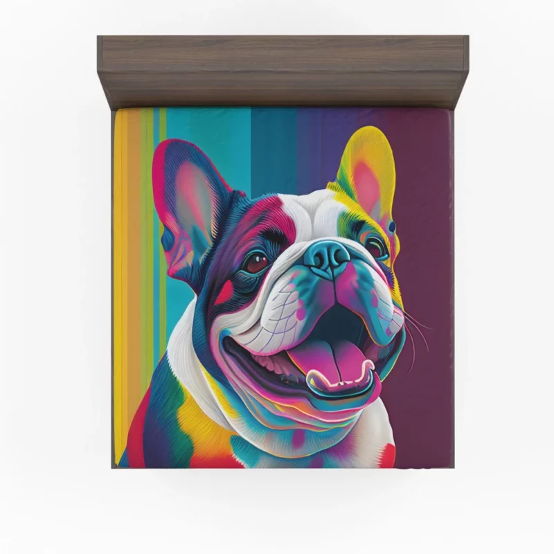 Colorful Dog Painting with Tongue Fitted Sheet