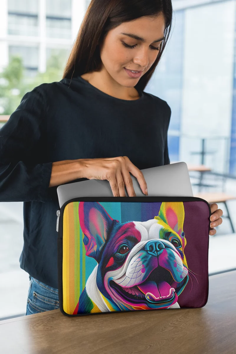 Colorful Dog Painting with Tongue Laptop Sleeve 1