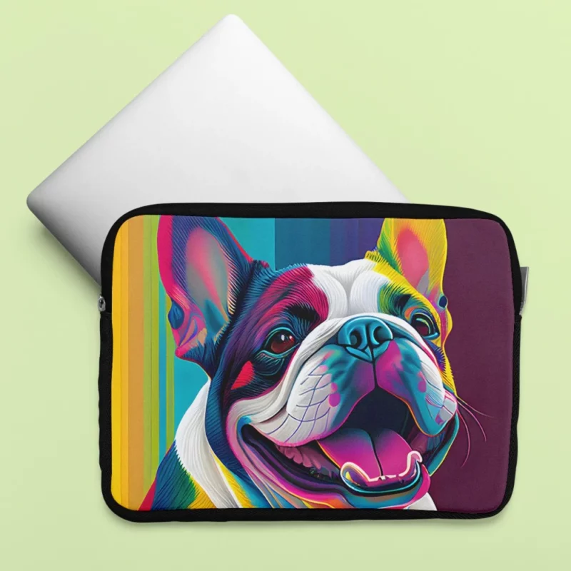 Colorful Dog Painting with Tongue Laptop Sleeve