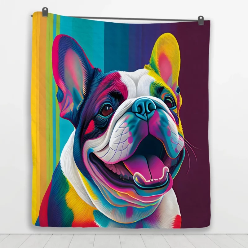 Colorful Dog Painting with Tongue Quilt Blanket 1
