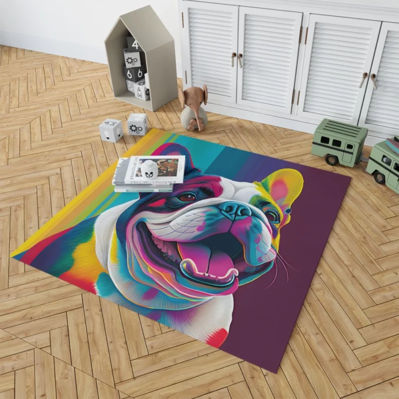 Colorful Dog Painting with Tongue Rug 1