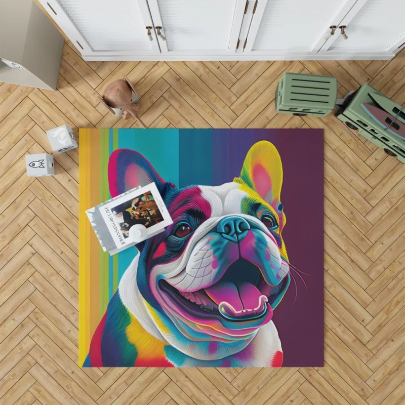 Colorful Dog Painting with Tongue Rug