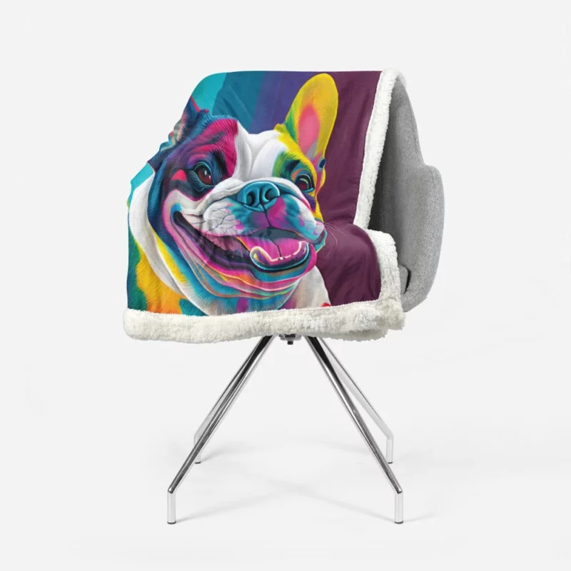 Colorful Dog Painting with Tongue Sherpa Fleece Blanket 1