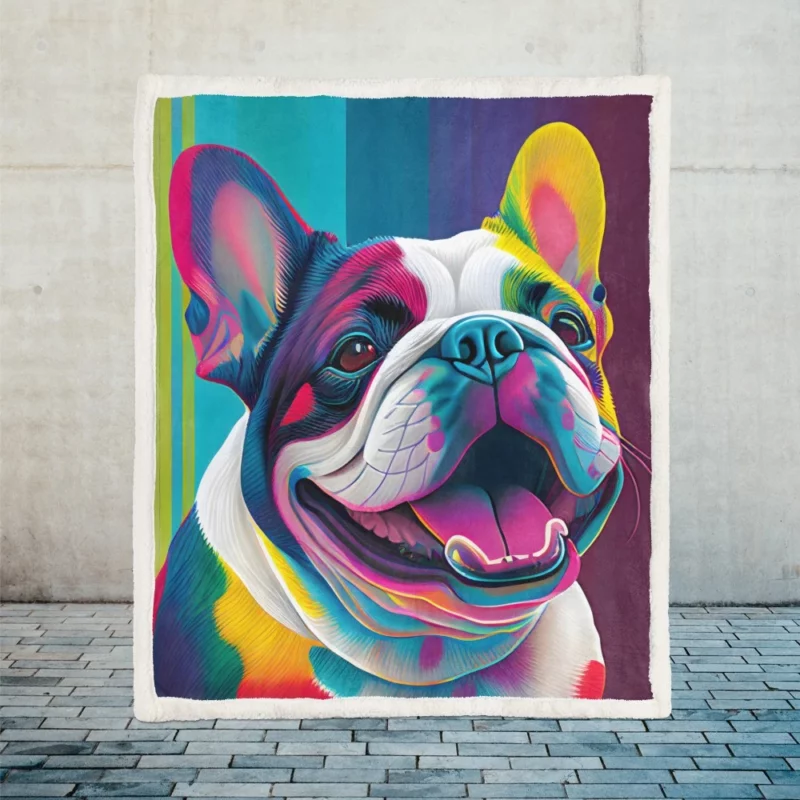 Colorful Dog Painting with Tongue Sherpa Fleece Blanket