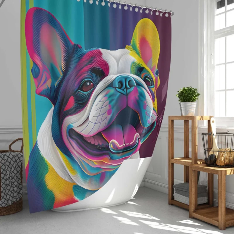 Colorful Dog Painting with Tongue Shower Curtain