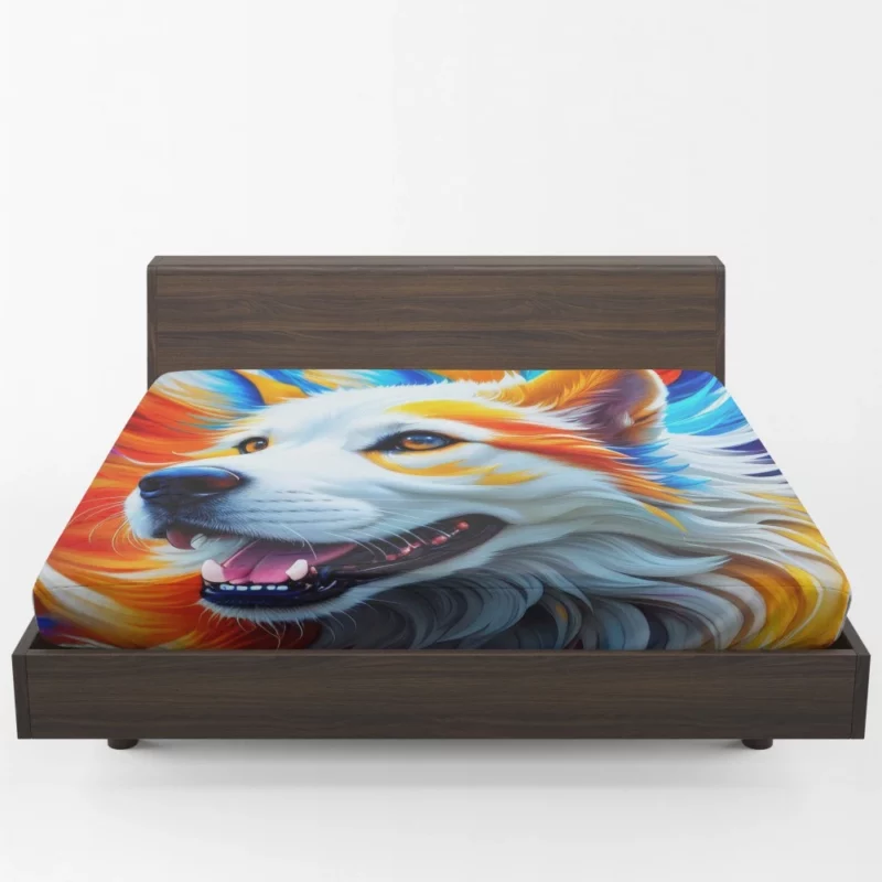Colorful Fantastic Art Dog Print Fitted Sheet 1