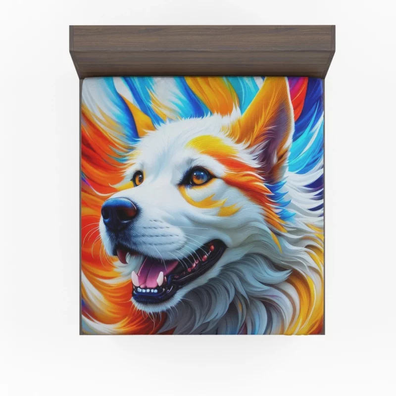 Colorful Fantastic Art Dog Print Fitted Sheet