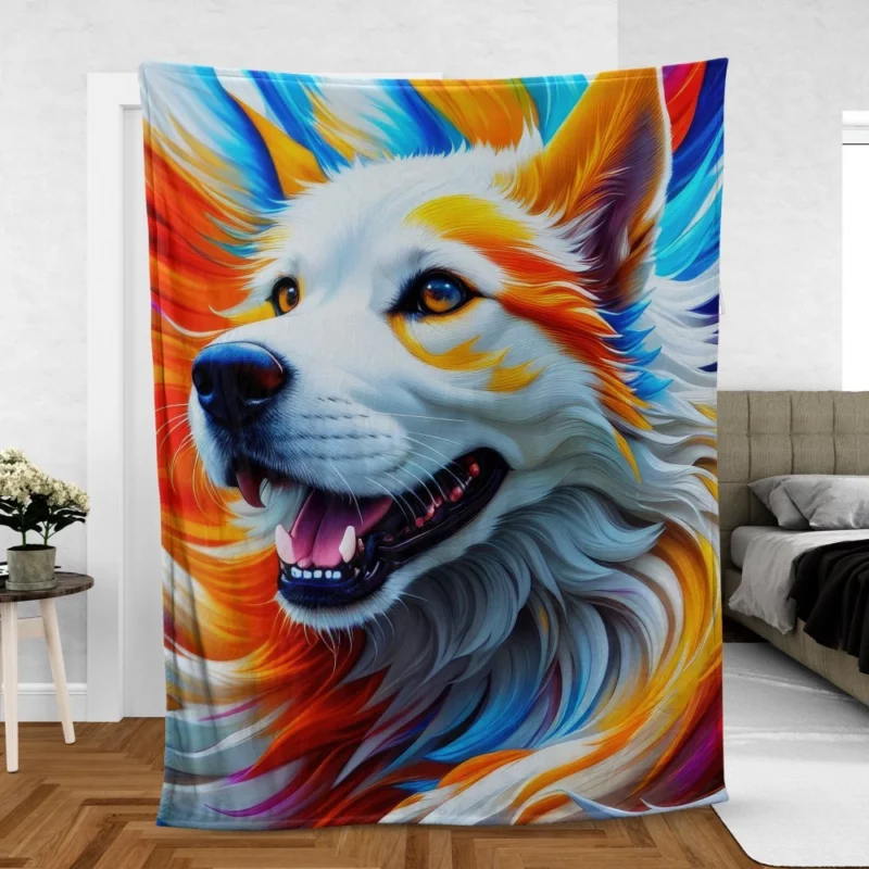 Colorful Fantastic Art Dog Print Fleece Blanket