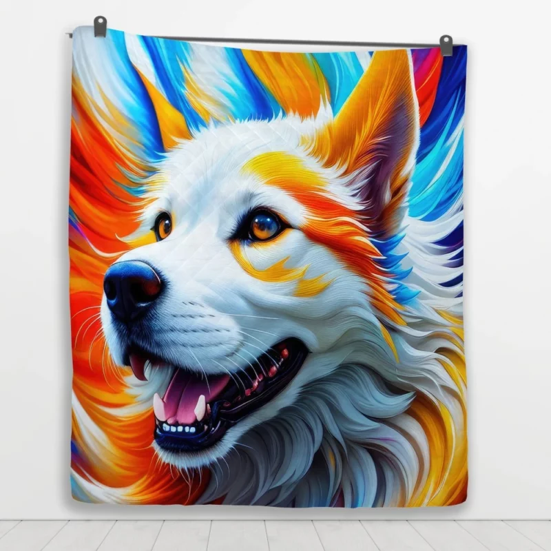 Colorful Fantastic Art Dog Print Quilt Blanket 1