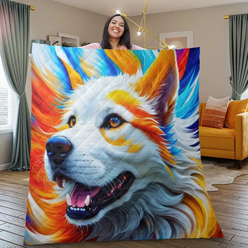 Colorful Fantastic Art Dog Print Quilt Blanket