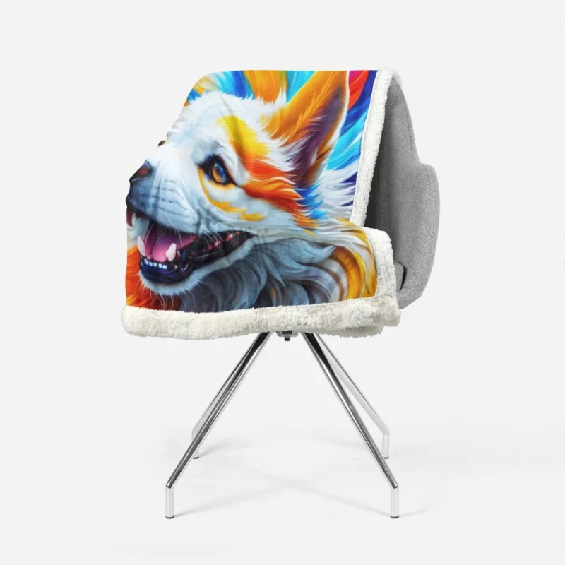 Colorful Fantastic Art Dog Print Sherpa Fleece Blanket 1