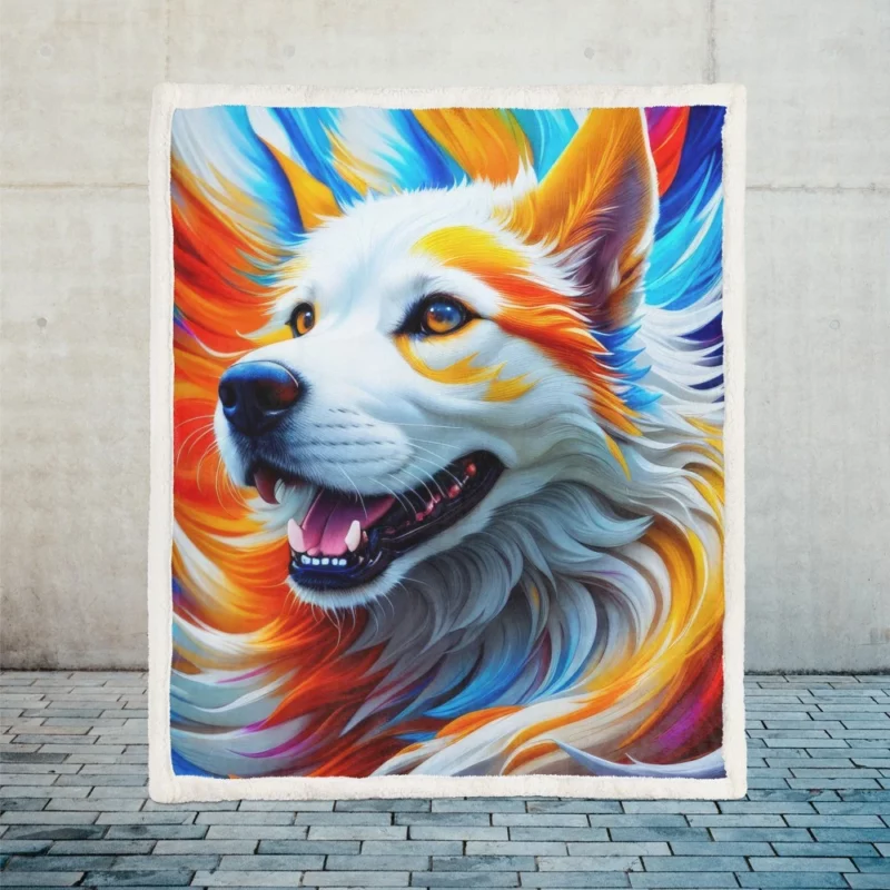 Colorful Fantastic Art Dog Print Sherpa Fleece Blanket