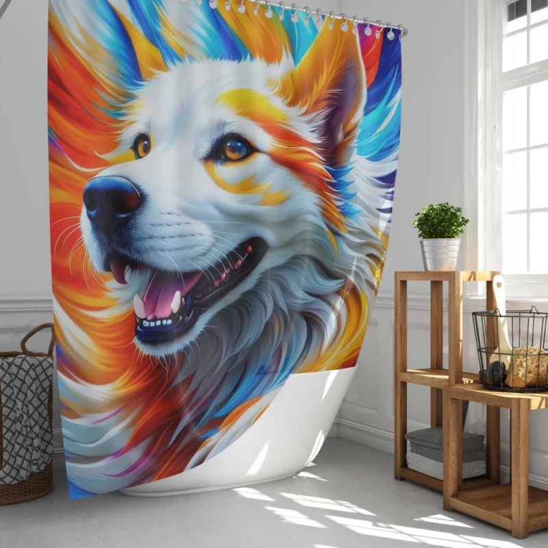 Colorful Fantastic Art Dog Print Shower Curtain