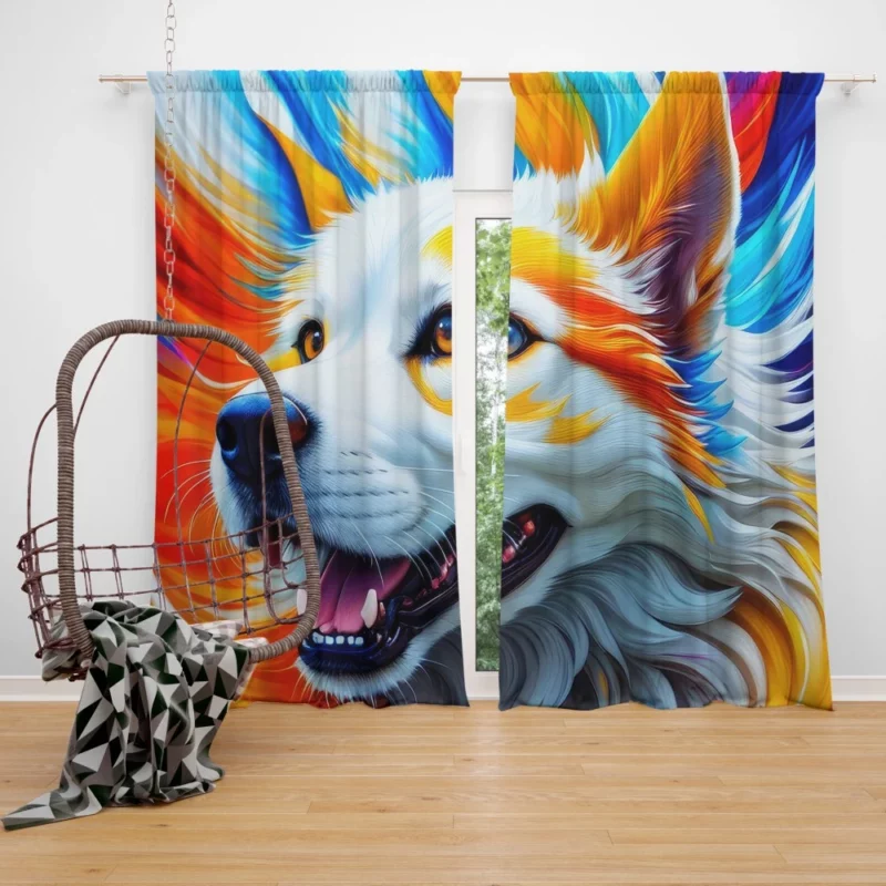 Colorful Fantastic Art Dog Print Window Curtain