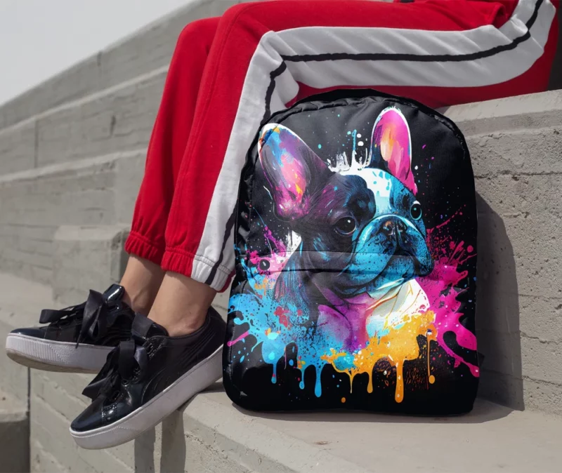 Colorful French Bulldog Splash Backpack 1