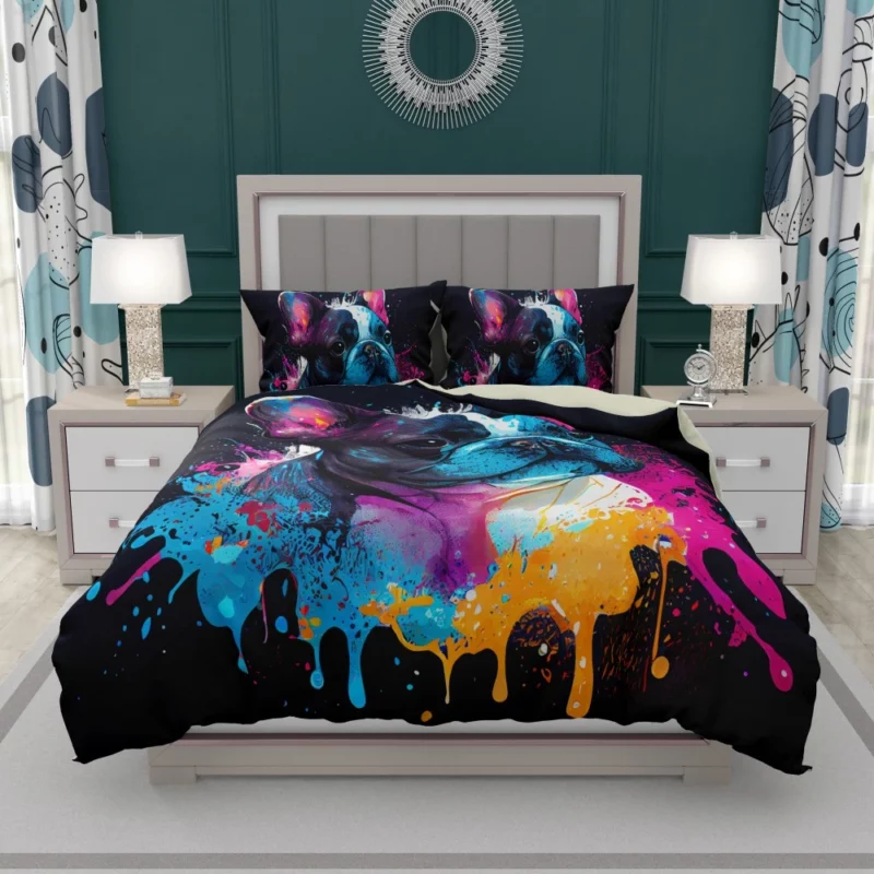 Colorful French Bulldog Splash Bedding Set 1