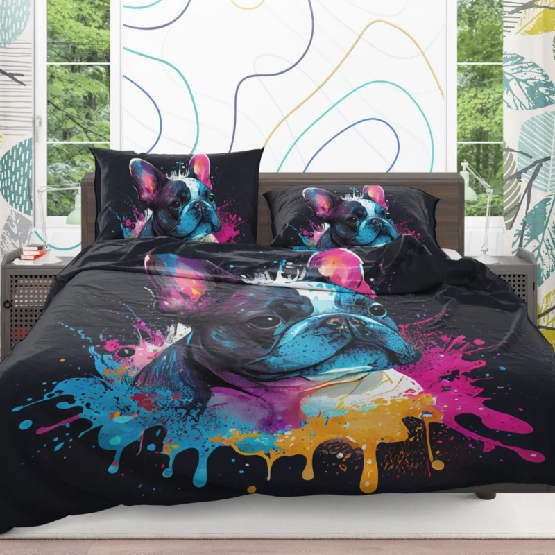 Colorful French Bulldog Splash Bedding Set