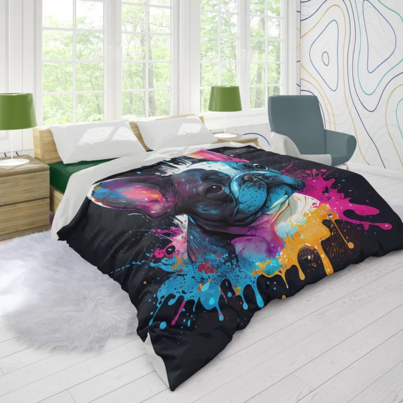 Colorful French Bulldog Splash Duvet Cover