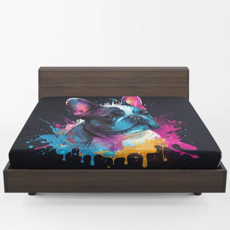 Colorful French Bulldog Splash Fitted Sheet 1