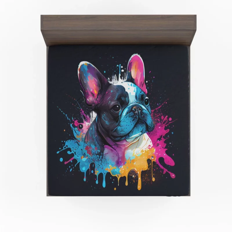 Colorful French Bulldog Splash Fitted Sheet