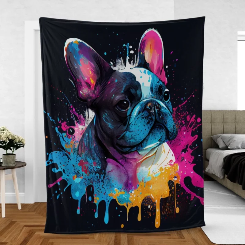 Colorful French Bulldog Splash Fleece Blanket