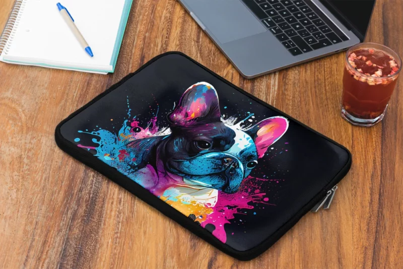 Colorful French Bulldog Splash Laptop Sleeve 2