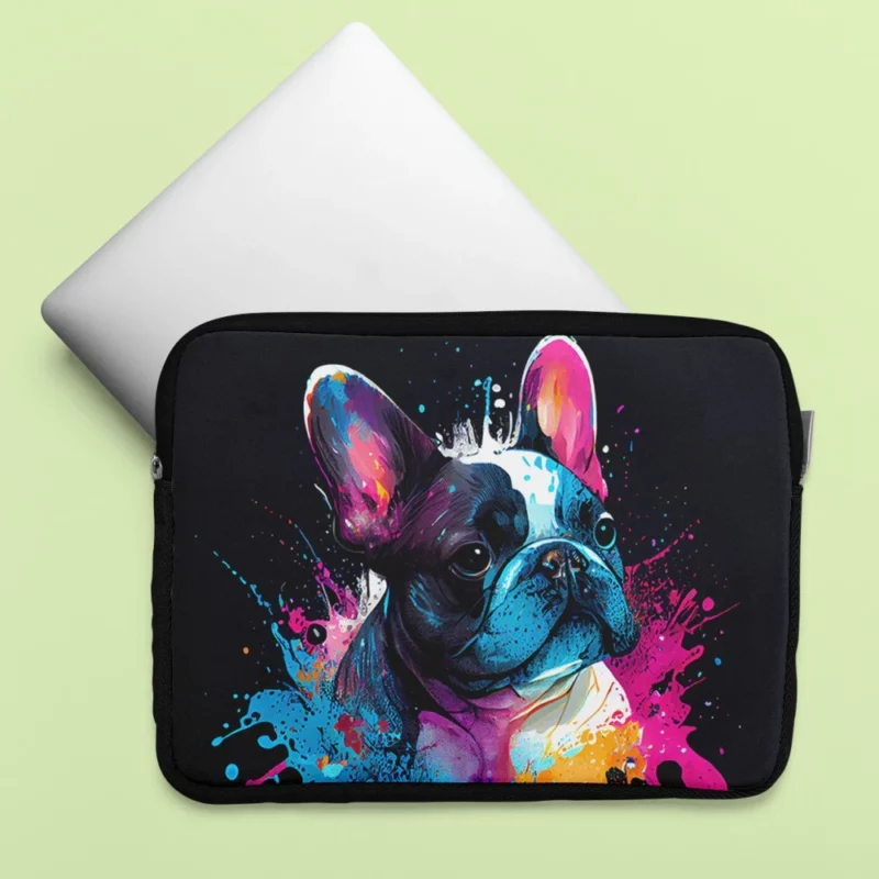 Colorful French Bulldog Splash Laptop Sleeve