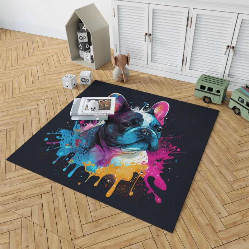 Colorful French Bulldog Splash Rug 1