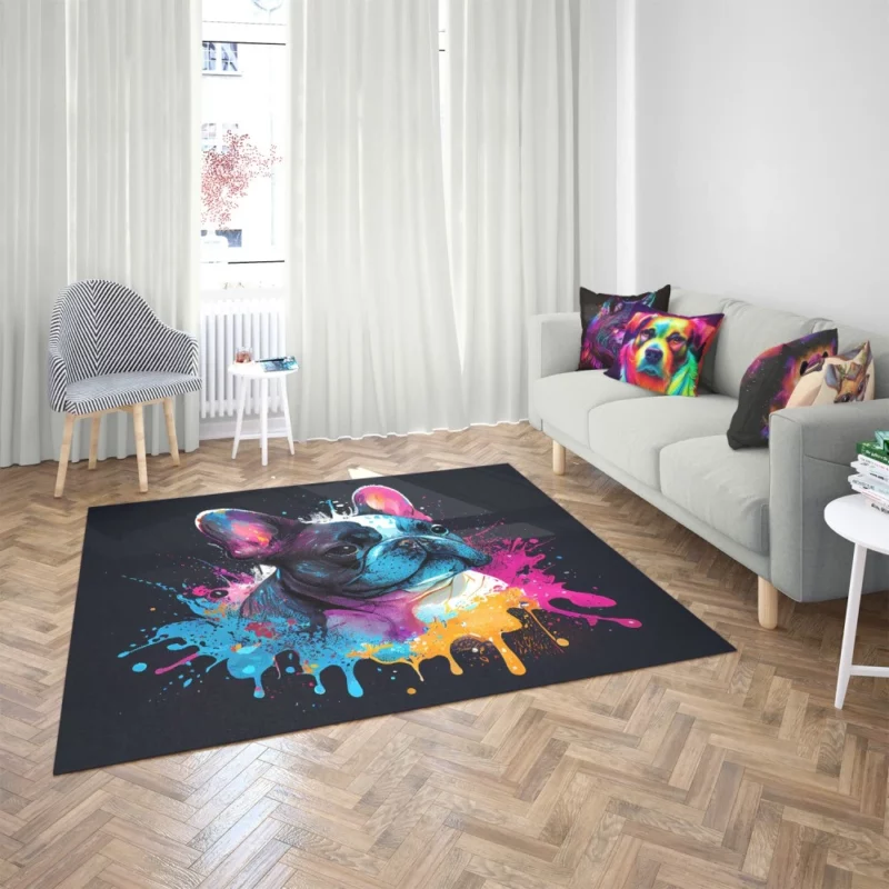 Colorful French Bulldog Splash Rug 2