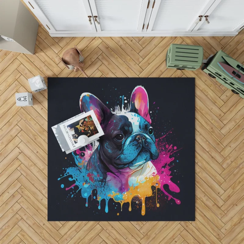 Colorful French Bulldog Splash Rug