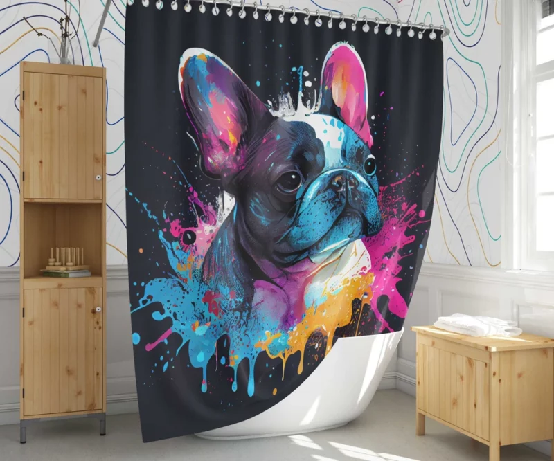 Colorful French Bulldog Splash Shower Curtain 1