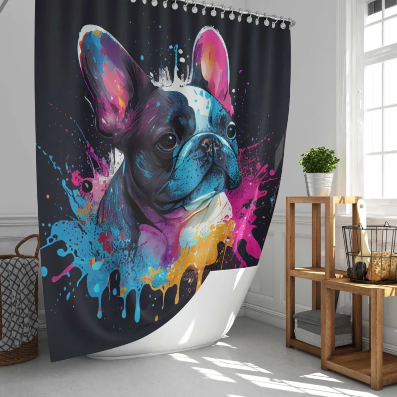 Colorful French Bulldog Splash Shower Curtain