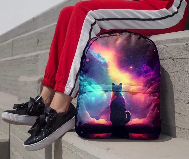 Colorful Painting Cat Stargazing Backpack 1