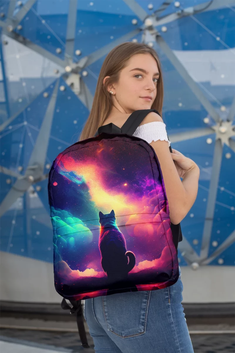 Colorful Painting Cat Stargazing Backpack 2