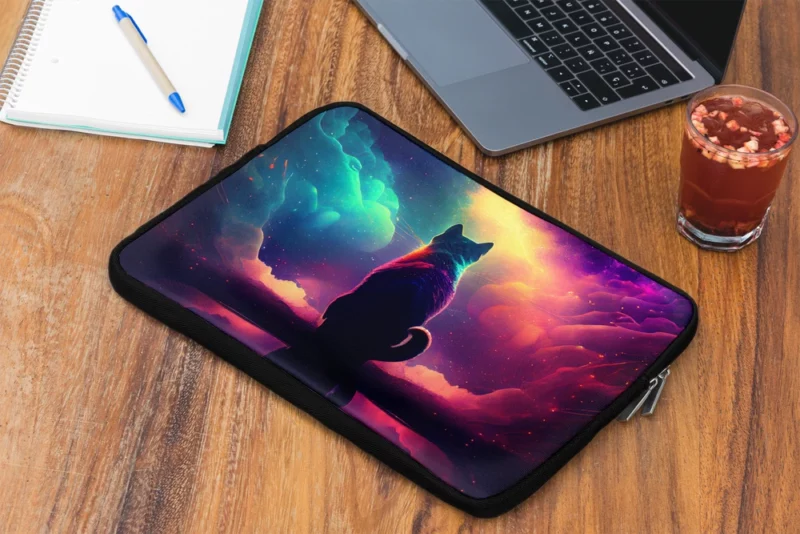 Colorful Painting Cat Stargazing Laptop Sleeve 2