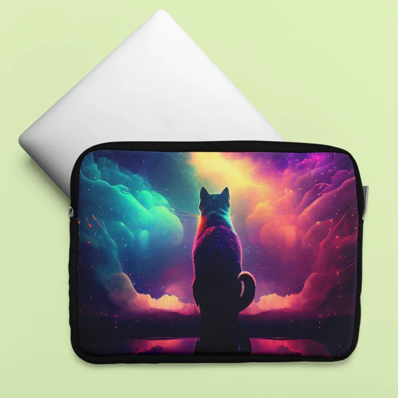 Colorful Painting Cat Stargazing Laptop Sleeve