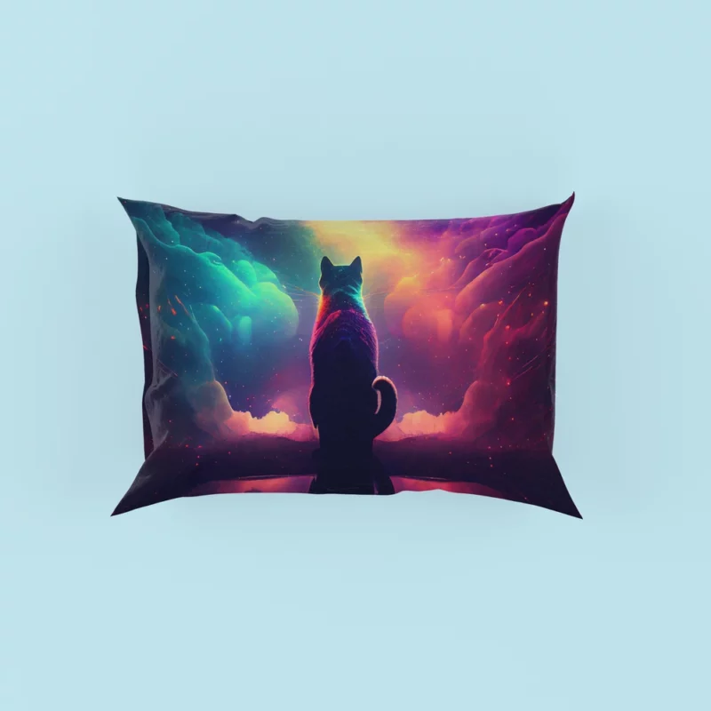 Colorful Painting Cat Stargazing Pillow Cases