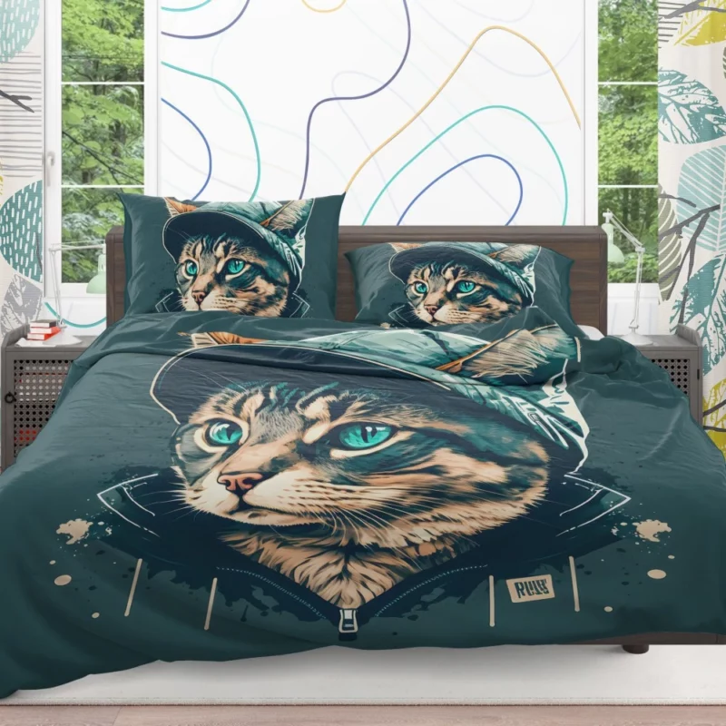 Colorful Pop Art Cat Illustration Bedding Set