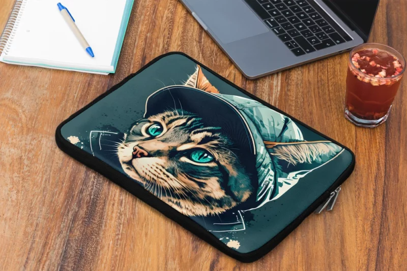 Colorful Pop Art Cat Illustration Laptop Sleeve 2