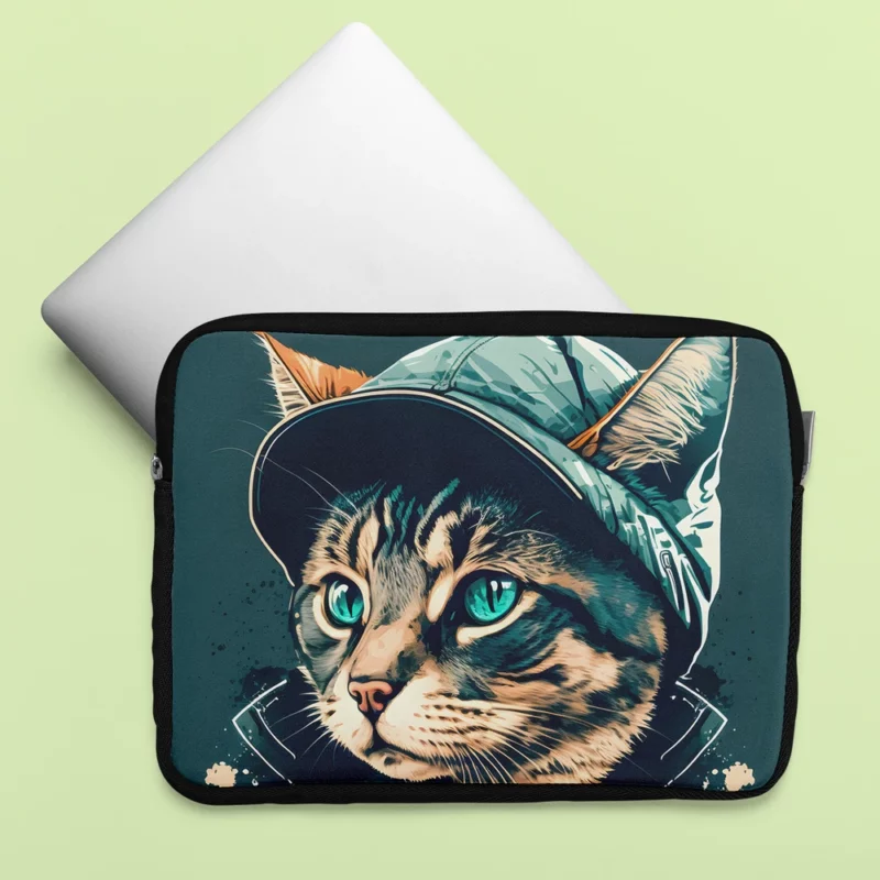 Colorful Pop Art Cat Illustration Laptop Sleeve