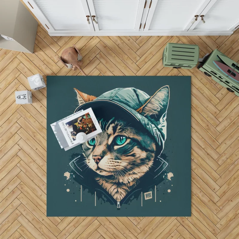 Colorful Pop Art Cat Illustration Rug