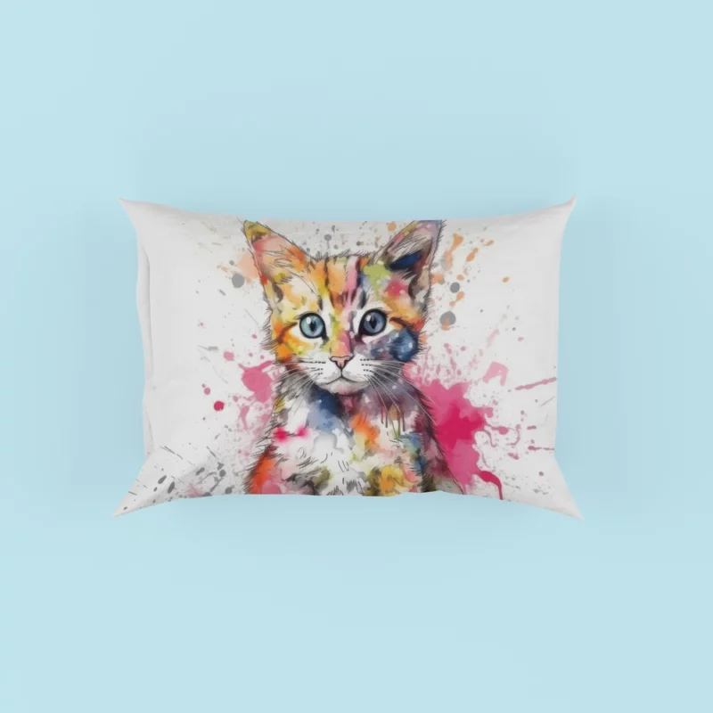 Colorful Watercolor Cat Painting Pillow Cases