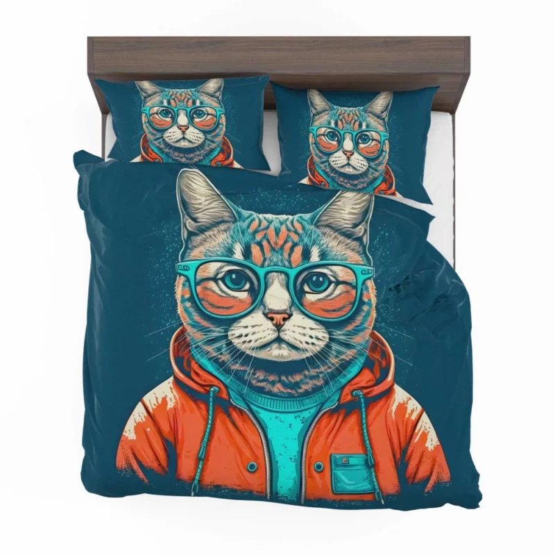 Cool Pop Art Cat Portrait Bedding Set 2