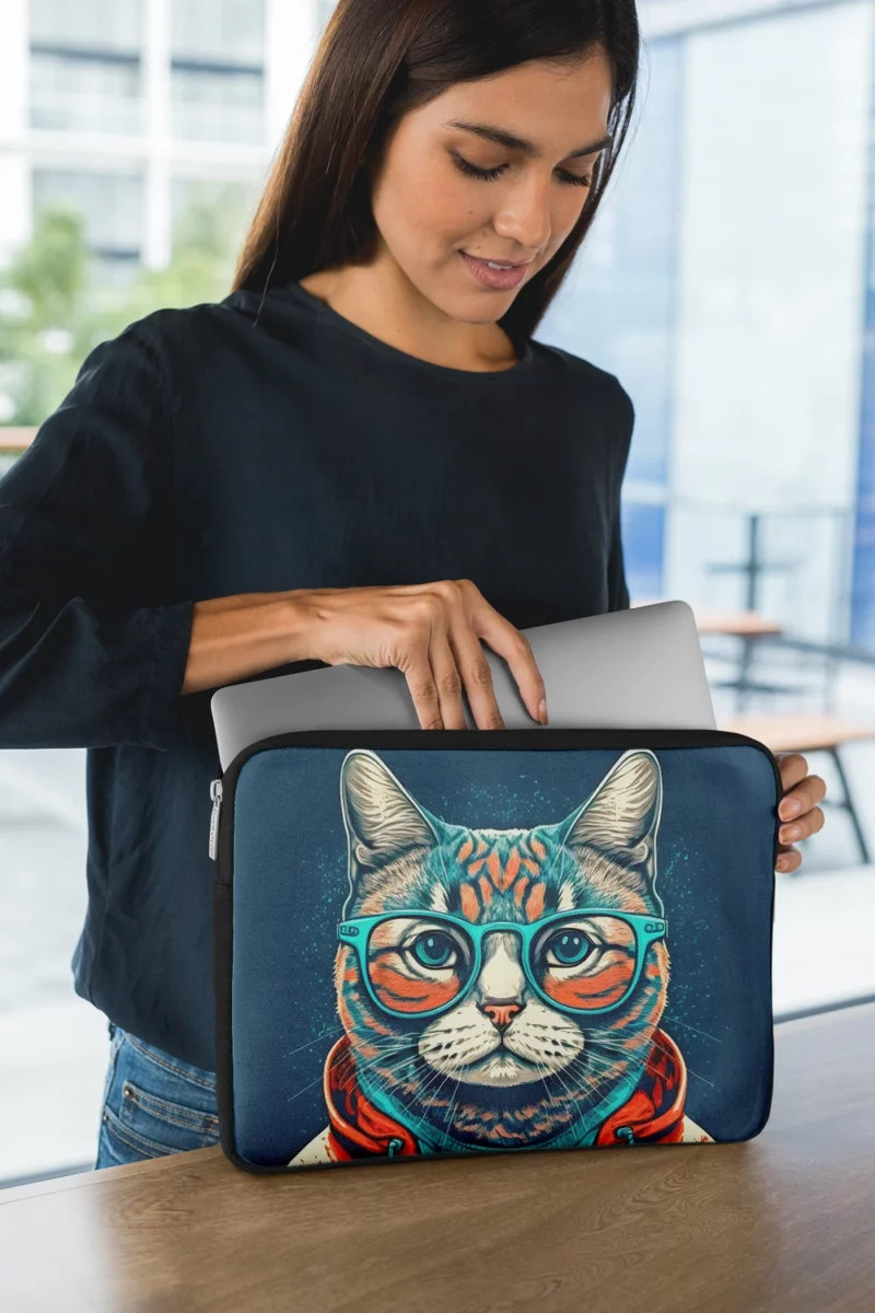 Cool Pop Art Cat Portrait Laptop Sleeve 1