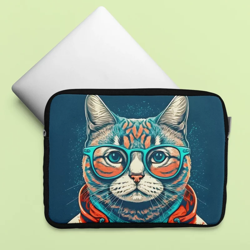 Cool Pop Art Cat Portrait Laptop Sleeve