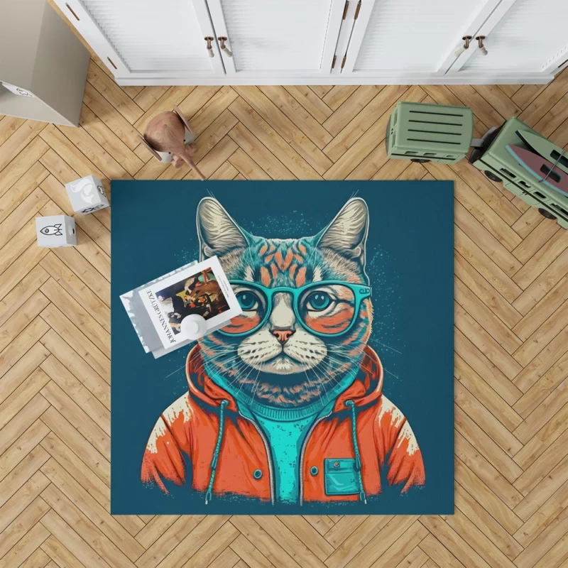 Cool Pop Art Cat Portrait Rug