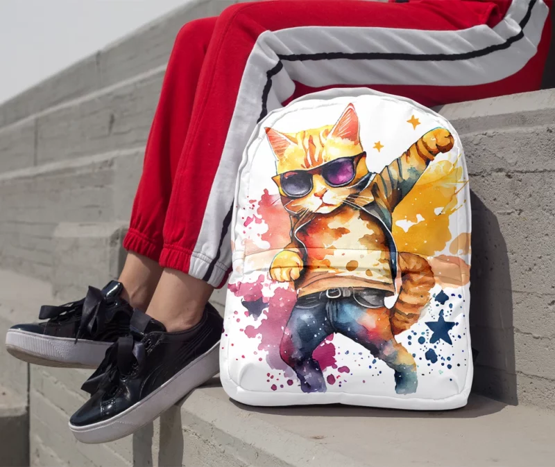 Cool Watercolor Superstar Cat Backpack 1