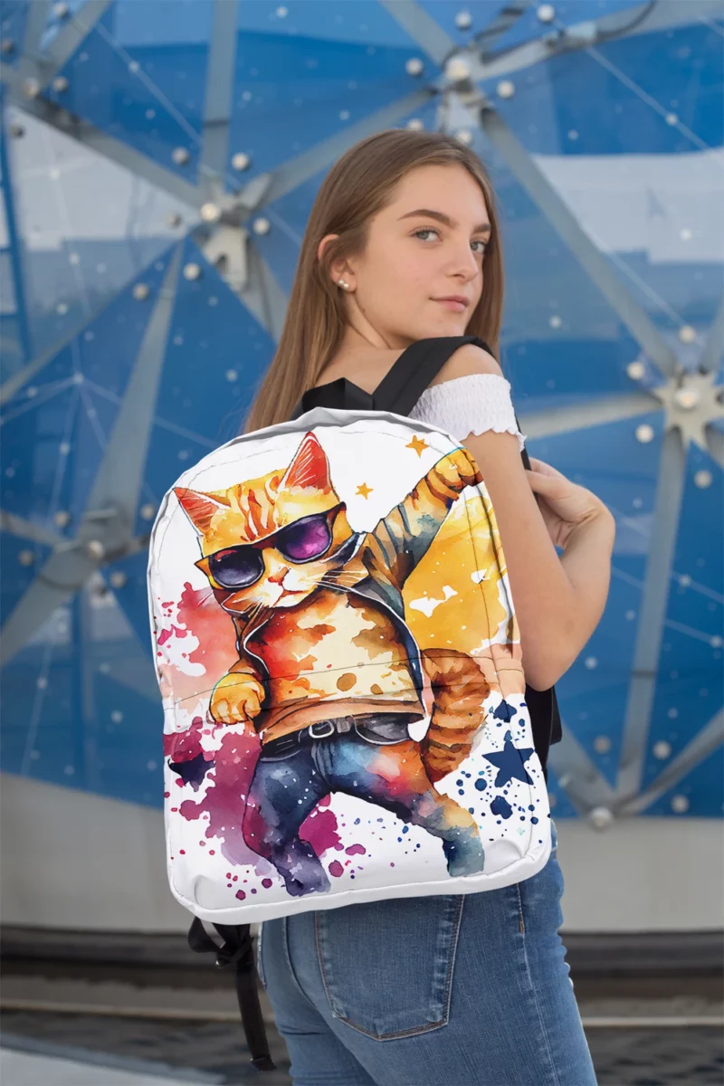 Cool Watercolor Superstar Cat Backpack 2