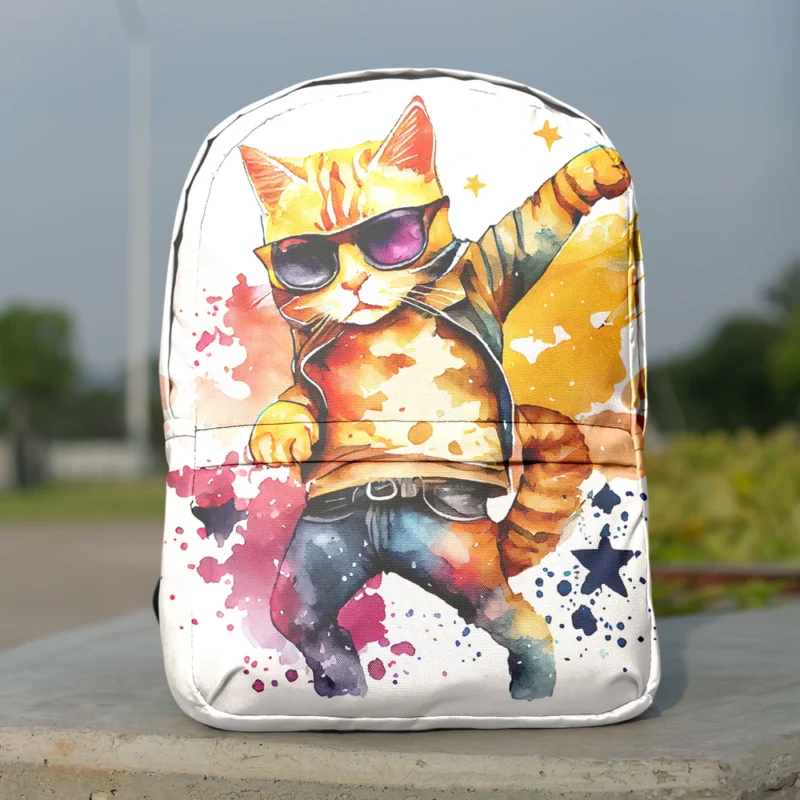 Cool Watercolor Superstar Cat Backpack